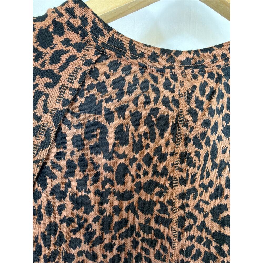 NWT New In Brown Black Cheetah Print Short Sleeve Knee Length Dress #1419 Size S - Picture 8 of 9